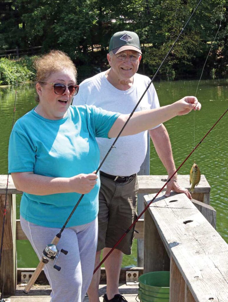 It was fishing day at Allen Lake for Cathy and Mike Bober.
