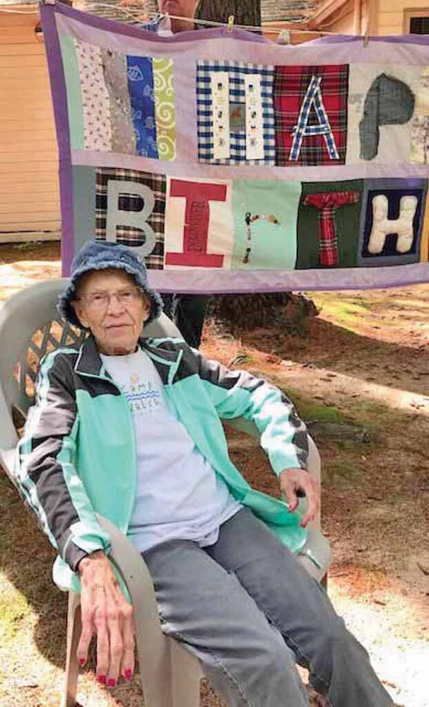 Lillian Hildebrand, 97, of Appleton, enjoyed a family birthday party on Long Lake.