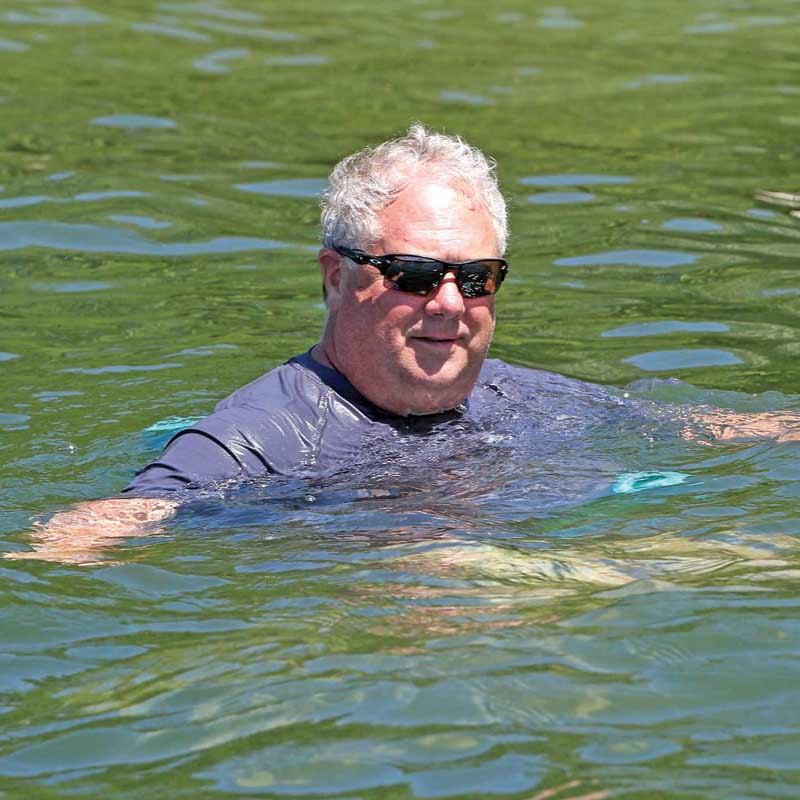 During a hot summer day, Brad took time to cool off in Long Lake.