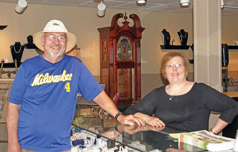 Dave Kropilnicki stopped in at Flethers Jewelry Store to say hi to Pat Fletcher.