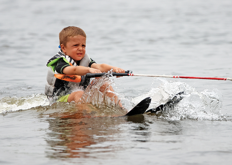 5-year-old Brooks Hanser was able to make it out of the water on his skis during the Webfooters Ski Show.