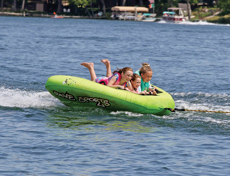 Cousins Mia, Izzie and Hadley were having a great time tubing on Long Lake.