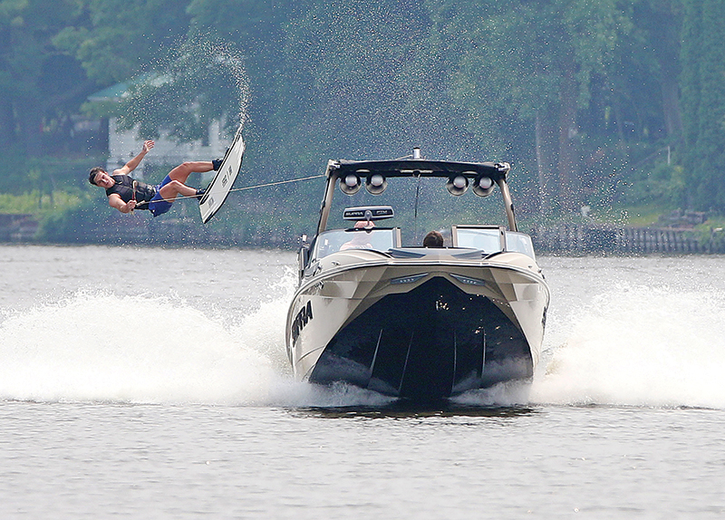 Tanner Griffin was having a great time on his wakeboard.