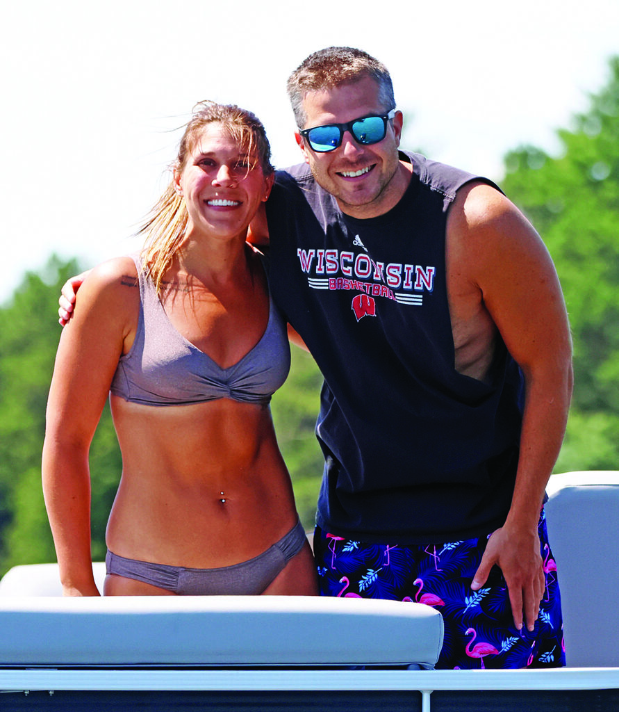 Jaclyn Lowe and Andrew Biddick were all smiles while out on Dake Lake.