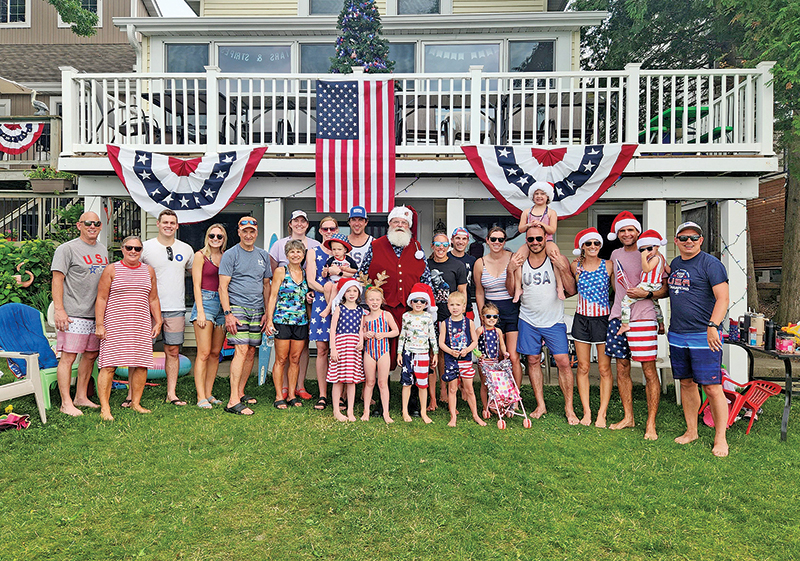 This crew enjoys gathering every 4th of July on McCrossen Lake. This year’s theme was Christmas in July which was completed by Santa making an appearance.