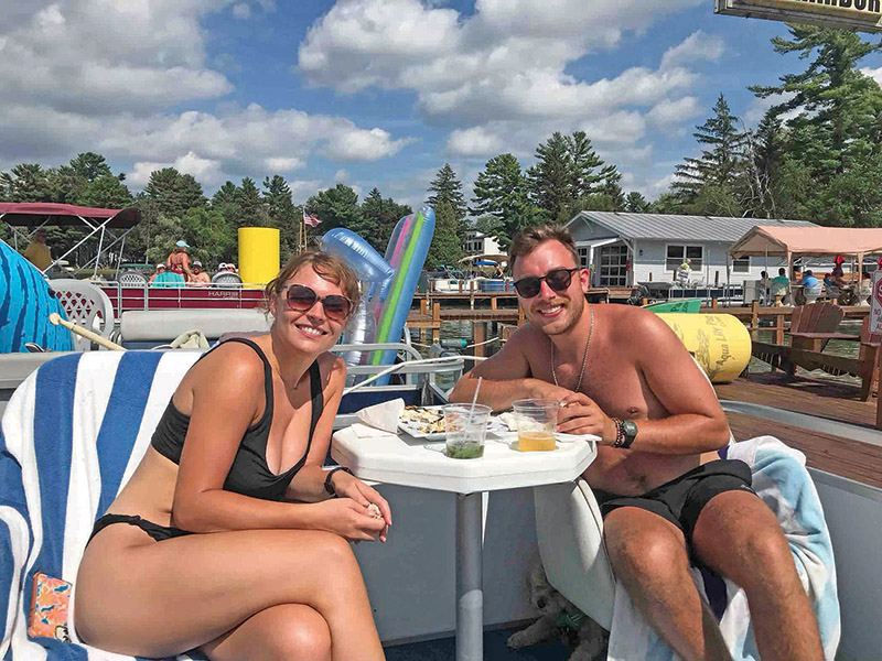 Olivia Flom and Isaac Burnette enjoying lunch at the Clear Water Harbor.